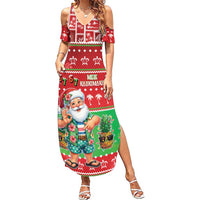 Mele Kalikimaka Hawaii Christmas Family Matching Summer Maxi Dress and Hawaiian Shirt Funny Santa 67 Gen Alpha Slang - Polynesian Pride