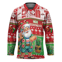 Mele Kalikimaka Hawaii Christmas Hockey Jersey Funny Santa 67 Gen Alpha Slang LT05 Unisex Red - Polynesian Pride