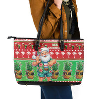 Mele Kalikimaka Hawaii Christmas Leather Tote Bag Funny Santa 67 Gen Alpha Slang LT05 - Polynesian Pride