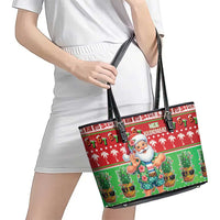 Mele Kalikimaka Hawaii Christmas Leather Tote Bag Funny Santa 67 Gen Alpha Slang LT05 - Polynesian Pride