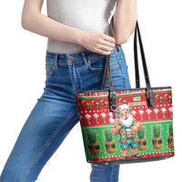Mele Kalikimaka Hawaii Christmas Leather Tote Bag Funny Santa 67 Gen Alpha Slang LT05 - Polynesian Pride