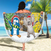 Christmas In July Beach Blanket Funny Dabbing Dance Koala And Blue Penguins LT05 - Polynesian Pride