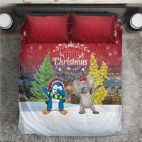Christmas In July Bedding Set Funny Dabbing Dance Koala And Blue Penguins LT05 Red - Polynesian Pride