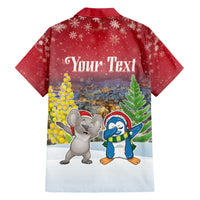 Personalised Christmas In July Family Matching Short Sleeve Bodycon Dress and Hawaiian Shirt Funny Dabbing Dance Koala And Blue Penguins LT05 - Polynesian Pride