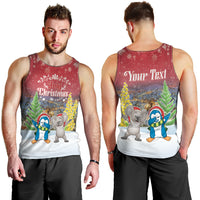 Personalised Christmas In July Men Tank Top Funny Dabbing Dance Koala And Blue Penguins LT05 - Polynesian Pride