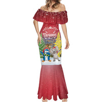 Personalised Christmas In July Mermaid Dress Funny Dabbing Dance Koala And Blue Penguins LT05 - Polynesian Pride