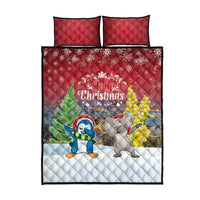 Christmas In July Quilt Bed Set Funny Dabbing Dance Koala And Blue Penguins LT05 - Polynesian Pride