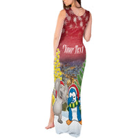 Personalised Christmas In July Tank Maxi Dress Funny Dabbing Dance Koala And Blue Penguins LT05 - Polynesian Pride