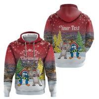 Personalised Christmas In July Zip Hoodie Funny Dabbing Dance Koala And Blue Penguins