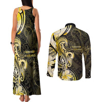 Sarcoma Awareness Couples Matching Tank Maxi Dress and Long Sleeve Button Shirt You Are Stronger Than Sarcoma LT05 - Polynesian Pride
