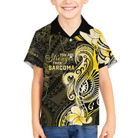 Sarcoma Awareness Family Matching Short Sleeve Bodycon Dress and Hawaiian Shirt You Are Stronger Than Sarcoma LT05 Son's Shirt Yellow - Polynesian Pride