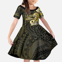 Sarcoma Awareness Family Matching Summer Maxi Dress and Hawaiian Shirt You Are Stronger Than Sarcoma LT05 Daughter's Dress Yellow - Polynesian Pride