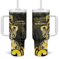 Sarcoma Awareness Tumbler With Handle You Are Stronger Than Sarcoma LT05 One Size: 40 oz Yellow - Polynesian Pride