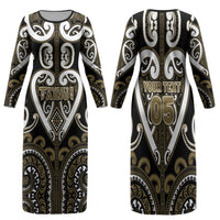 Custom Aotearoa Waikato Tainui Family Matching Long Sleeve Bodycon Dress and Hawaiian Shirt Maori Tribal Pattern