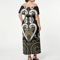Custom Aotearoa Waikato Tainui Off Shoulder Maxi Dress Maori Tribal Pattern LT05 - Polynesian Pride