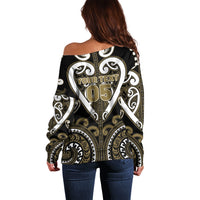 Custom Aotearoa Waikato Tainui Off Shoulder Sweater Maori Tribal Pattern