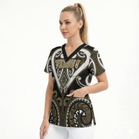 Custom Aotearoa Waikato Tainui Scrub Top Maori Tribal Pattern