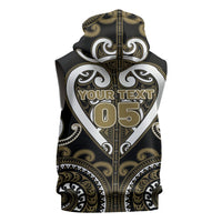 Custom Aotearoa Waikato Tainui Sleeveless Zip Hoodie Maori Tribal Pattern