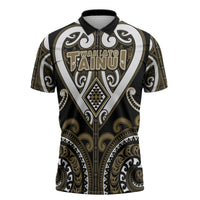 Custom Aotearoa Waikato Tainui Zipper Polo Shirt Maori Tribal Pattern LT05 Dark Yellow - Polynesian Pride