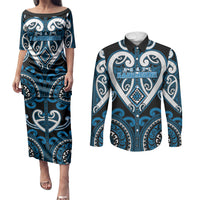 Custom Aotearoa Ngati Kahungunu Couples Matching Puletasi and Long Sleeve Button Shirt Maori Tribal Pattern