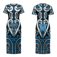 Custom Aotearoa Ngati Kahungunu Couples Matching Short Sleeve Bodycon Dress and Long Sleeve Button Shirt Maori Tribal Pattern LT05 - Polynesian Pride