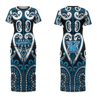 Custom Aotearoa Ngati Kahungunu Family Matching Short Sleeve Bodycon Dress and Hawaiian Shirt Maori Tribal Pattern