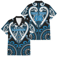 Custom Aotearoa Ngati Kahungunu Family Matching Tank Maxi Dress and Hawaiian Shirt Maori Tribal Pattern LT05 Dad's Shirt - Short Sleeve Blue - Polynesian Pride