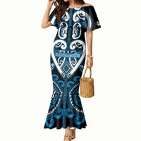 Custom Aotearoa Ngati Kahungunu Mermaid Dress Maori Tribal Pattern LT05 Women Blue - Polynesian Pride