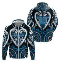 Custom Aotearoa Ngati Kahungunu Zip Hoodie Maori Tribal Pattern