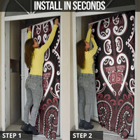 Custom Aotearoa Te Arawa Door Cover Maori Tribal Pattern