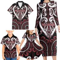 Custom Aotearoa Te Arawa Family Matching Long Sleeve Bodycon Dress and Hawaiian Shirt Maori Tribal Pattern