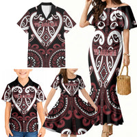 Custom Aotearoa Te Arawa Family Matching Mermaid Dress and Hawaiian Shirt Maori Tribal Pattern
