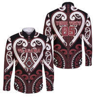 Custom Aotearoa Te Arawa Family Matching Summer Maxi Dress and Hawaiian Shirt Maori Tribal Pattern LT05 Dad's Shirt - Long Sleeve Red - Polynesian Pride