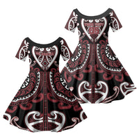 Custom Aotearoa Te Arawa Family Matching Summer Maxi Dress and Hawaiian Shirt Maori Tribal Pattern LT05 Daughter's Dress Red - Polynesian Pride