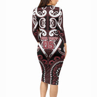 Custom Aotearoa Te Arawa Long Sleeve Bodycon Dress Maori Tribal Pattern LT05 - Polynesian Pride