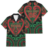 Custom Aotearoa Ngai Tuhoe Family Matching Mermaid Dress and Hawaiian Shirt Maori Tribal Pattern LT05 Dad's Shirt - Short Sleeve Black - Polynesian Pride