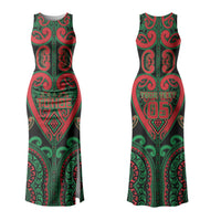 Custom Aotearoa Ngai Tuhoe Family Matching Tank Maxi Dress and Hawaiian Shirt Maori Tribal Pattern LT05 Mom's Dress Black - Polynesian Pride