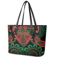 Aotearoa Ngai Tuhoe Leather Tote Bag Maori Tribal Pattern