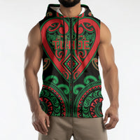 Custom Aotearoa Ngai Tuhoe Sleeveless Zip Hoodie Maori Tribal Pattern