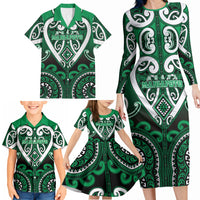 Custom Aotearoa Ngati Maniapoto Family Matching Long Sleeve Bodycon Dress and Hawaiian Shirt Maori Tribal Pattern