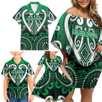 Custom Aotearoa Ngati Maniapoto Family Matching Off Shoulder Short Dress and Hawaiian Shirt Maori Tribal Pattern