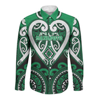 Custom Aotearoa Ngati Maniapoto Long Sleeve Button Shirt Maori Tribal Pattern