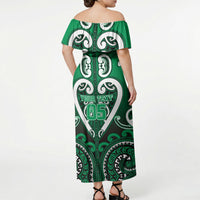 Custom Aotearoa Ngati Maniapoto Off Shoulder Maxi Dress Maori Tribal Pattern