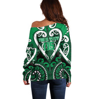 Custom Aotearoa Ngati Maniapoto Off Shoulder Sweater Maori Tribal Pattern