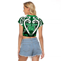 Custom Aotearoa Ngati Maniapoto Raglan Cropped T Shirt Maori Tribal Pattern
