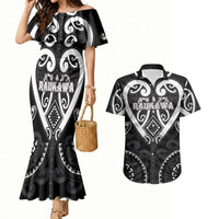 Custom Aotearoa Ngati Raukawa Couples Matching Mermaid Dress and Hawaiian Shirt Maori Tribal Pattern