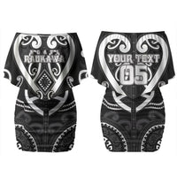 Custom Aotearoa Ngati Raukawa Couples Matching Off Shoulder Short Dress and Long Sleeve Button Shirt Maori Tribal Pattern