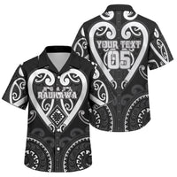 Custom Aotearoa Ngati Raukawa Family Matching Off The Shoulder Long Sleeve Dress and Hawaiian Shirt Maori Tribal Pattern LT05 Son's Shirt Black - Polynesian Pride
