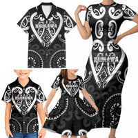 Custom Aotearoa Ngati Raukawa Family Matching Short Sleeve Bodycon Dress and Hawaiian Shirt Maori Tribal Pattern LT05 - Polynesian Pride
