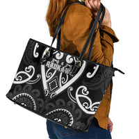 Aotearoa Ngati Raukawa Leather Tote Bag Maori Tribal Pattern